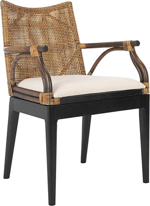 Safavieh Home Gianni Rattan Tropical Woven Arm Chair, Brown/Black