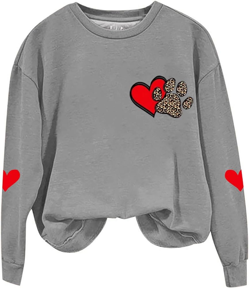 valentines day shirt kids Women's Valentine's Day Printed Hoodie Long Sleeved Round Neck Hoodie