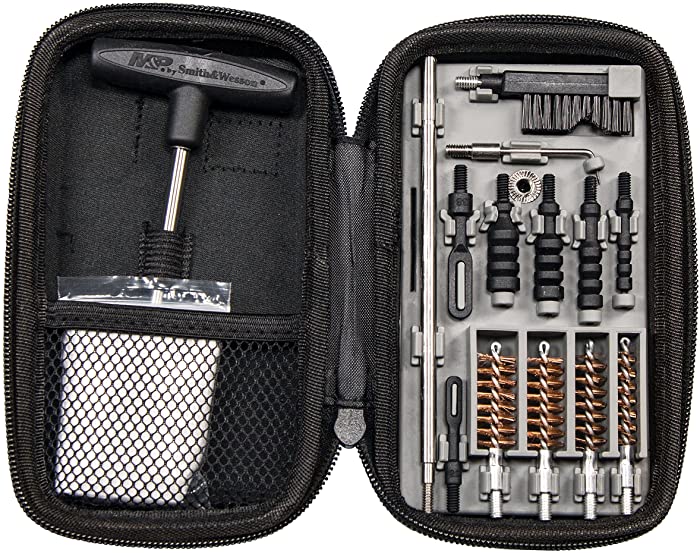 Smith & Wesson M&P Compact Pistol Cleaning Kit for .22 9mm .357 .38 .40 10mm and .45 Caliber Handguns, Black