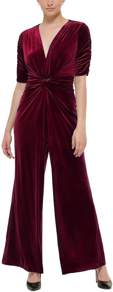 Vince Camuto womens Velvet Twist Front Jumpsuit