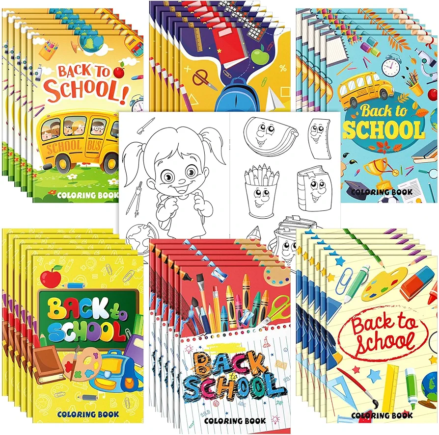 Jetec 36 Pcs Back to School Mini Coloring Book Bulk for Kindergarten School Classroom Activity First Day of School Coloring Pages for Party Favor Gift Goodie Bag