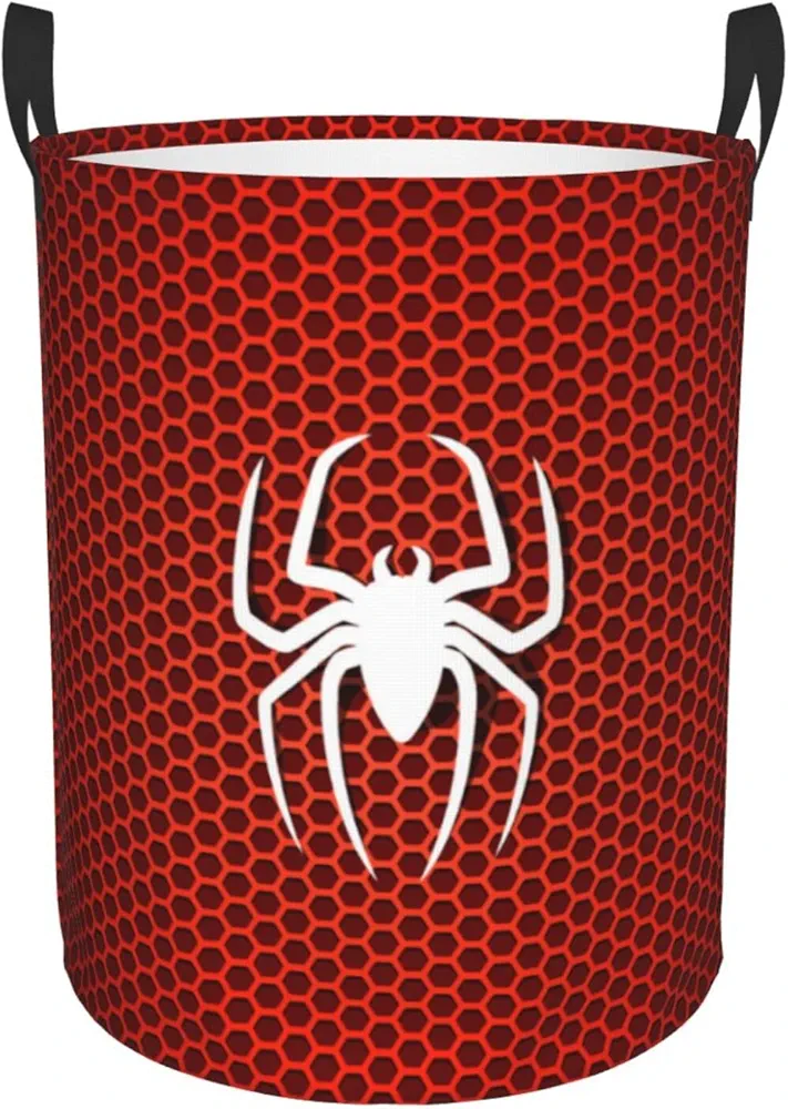 Red Spider Skin Pattern Superhero Waterproof Foldable Laundry Hamper Bucket Laundry Room Basket for College Student Storage Pillows Blankets Living Room Bathroom Home Decor