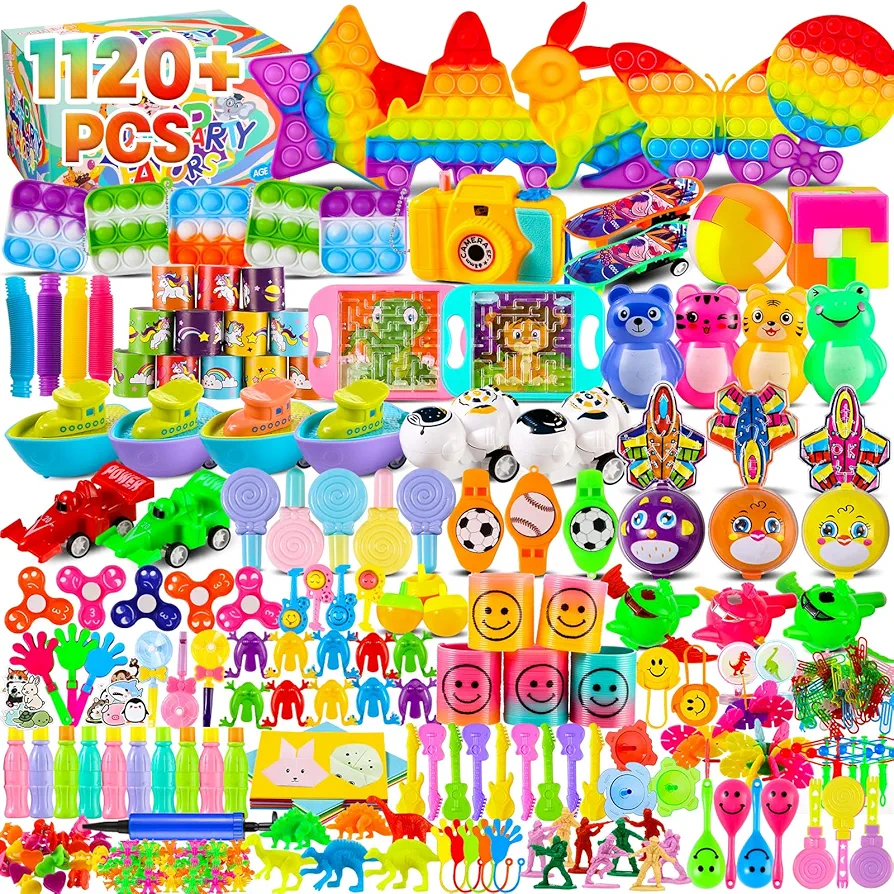 1120+PCS Party Favors for Kids,Fidget Toys Packs, Assorted Small Toys for Pinata Fillers Carnival Prizes,Goodie Bags Stuffers School Classroom Prizes Toys Bulk,Treasure Box Birthday Gifts