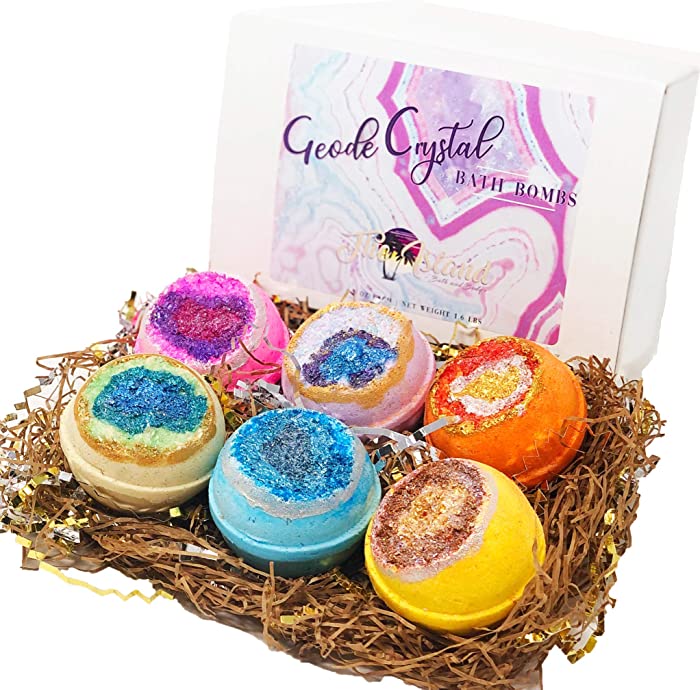 GEODES 6 Large Bath Bomb Gift Set with Moisturizing Butters Made in USA