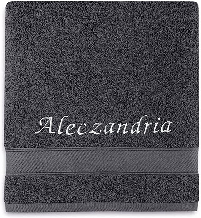 Monogrammed Personalized Bath Towel. Custom Embroidered Towel. (Gray)