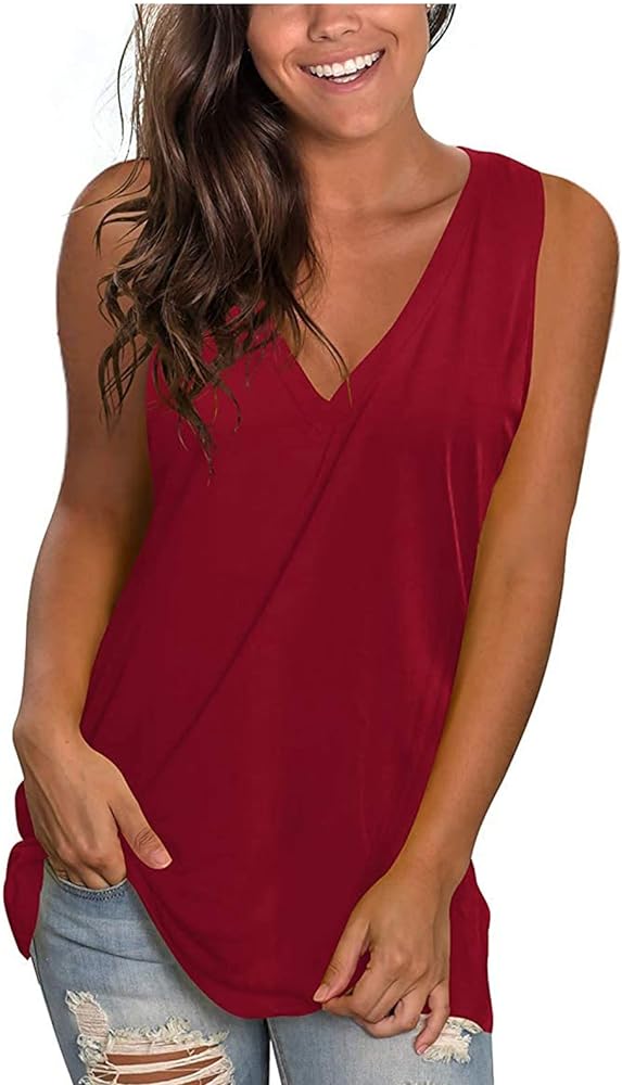 Ceboyel Womens 2023 Gradient Summer Tank Tops Casual Blouse Tunic Vneck Sleeveless T Shirts Trendy Dressy Ladies Clothing