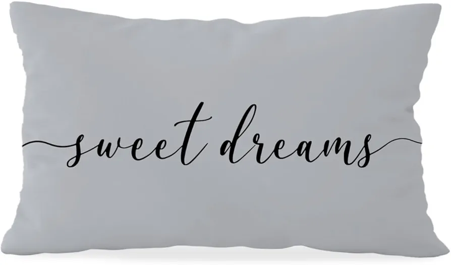 Sweet Dreams Throw Pillow Covers,Bed Decorative Pillows Covers, 12x20 Pillow Cover,Farmhouse Bed Room Decor Sesthetic,Home Decor for Couch Bed Bedroom（Gray）