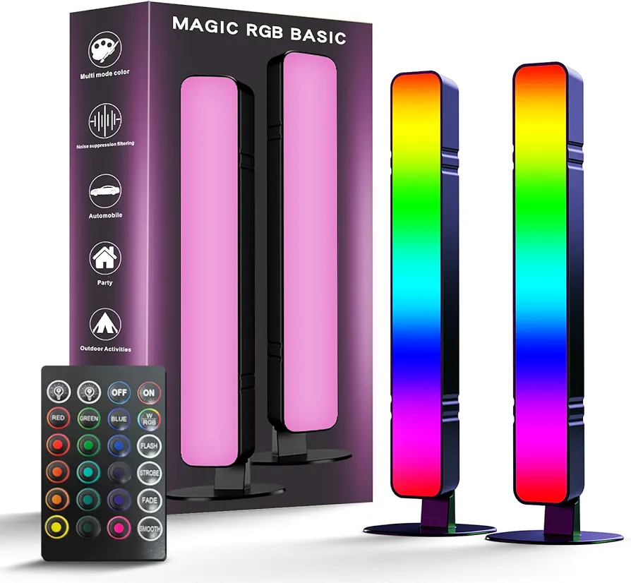 RGB Light Bar, Music Sync RGB IC LED Light Bar, USB Ambient Lamp, Color Changing Gaming TV Backlight with Remote Control, 15 Dynamic Modes for Room Gaming Decoration