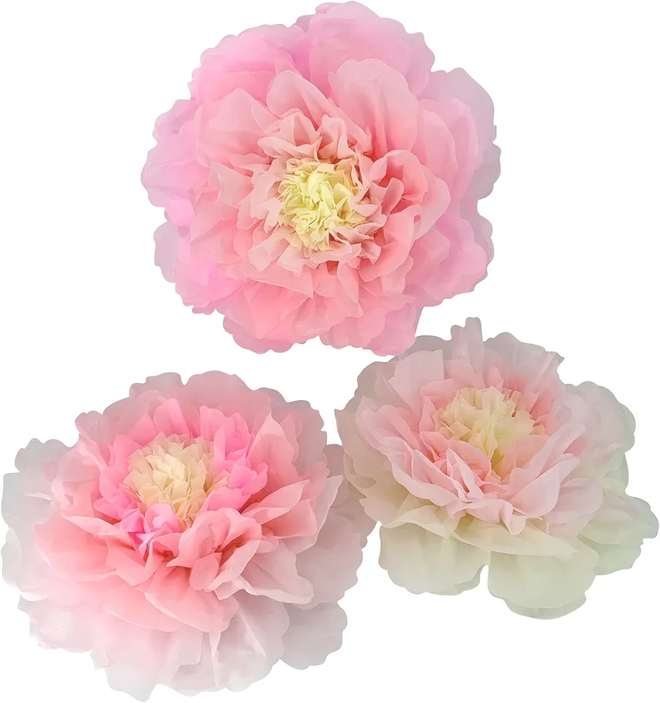 Pink 20 Inch Giant Paper Flower for Wall Nursery Room Birthday Party Wedding Decor Floral Backdrop Pack of 3 (Pale Pink)