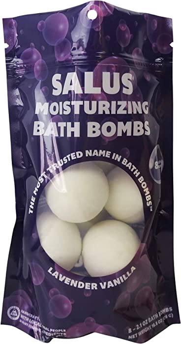 Just Released on Amazon, Lavender Vanilla Bath Bomb 8 ct Gift Set. SALUS The Most Trusted Name In Bath Bombs since 2004. 100% Handcrafted in Colorado.