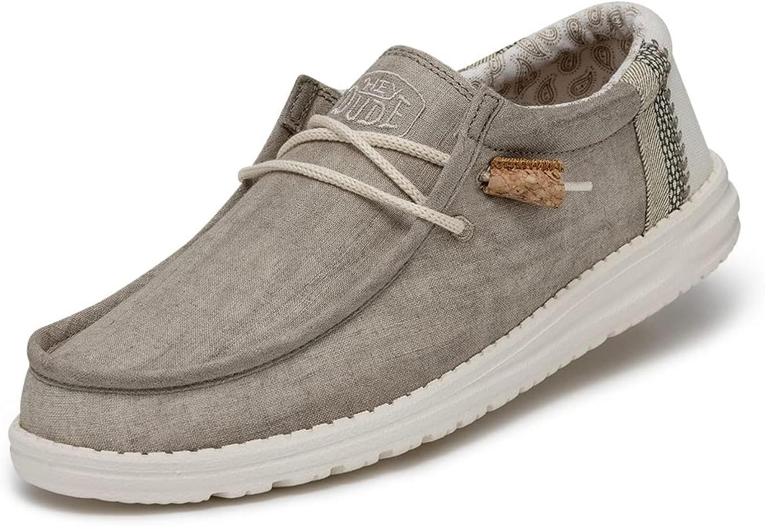 Hey Dude Men's Wally Linen | Men's Loafers | Men's Slip On Shoes | Comfortable & Light-Weight