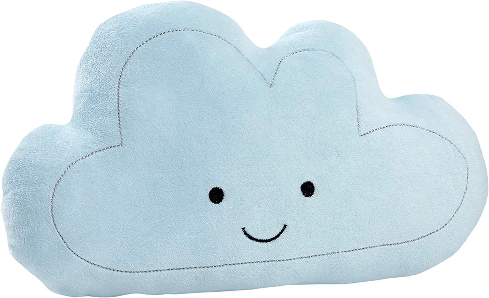 Little Love by NoJo - Plush Happy Cloud Shaped Decorative Pillow, Decorative Nursery Pillow, Playroom Décor, Cute Throw Pillows, Blue, Silver