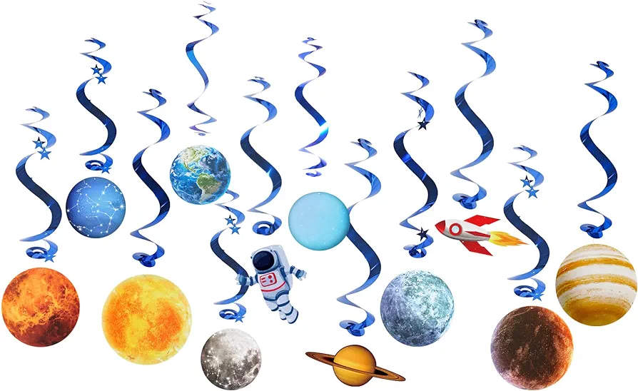 Easy Joy Solar System Hanging Swirl 12 Pieces Decorations Outer Space Party Planets Supplies Space Decorations Space Party Star Wars Decorations Galaxy Room Decor Space Room Decor