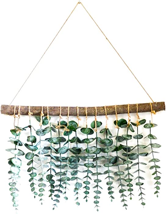 LokoVynes Artificial Eucalyptus Wall Decor - Wall Hanging Eucalyptus Greenery Gives Any Room a Natural, Trendy, Modern Feel - Boho Bedroom Decorations, Bathroom Wall Decor, Kitchen Decorations