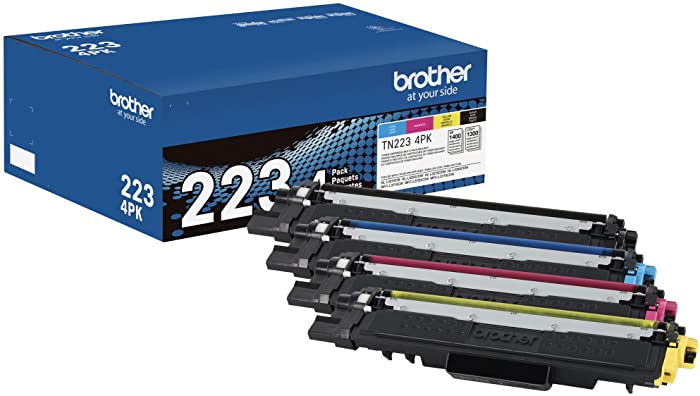 Brother Genuine Standard-Yield Toner Cartridge Four Pack TN223 4PK - Includes one Cartridge Each of Black, Cyan, Magenta & Yellow Toner, Standard Yield, Model: TN2234PK