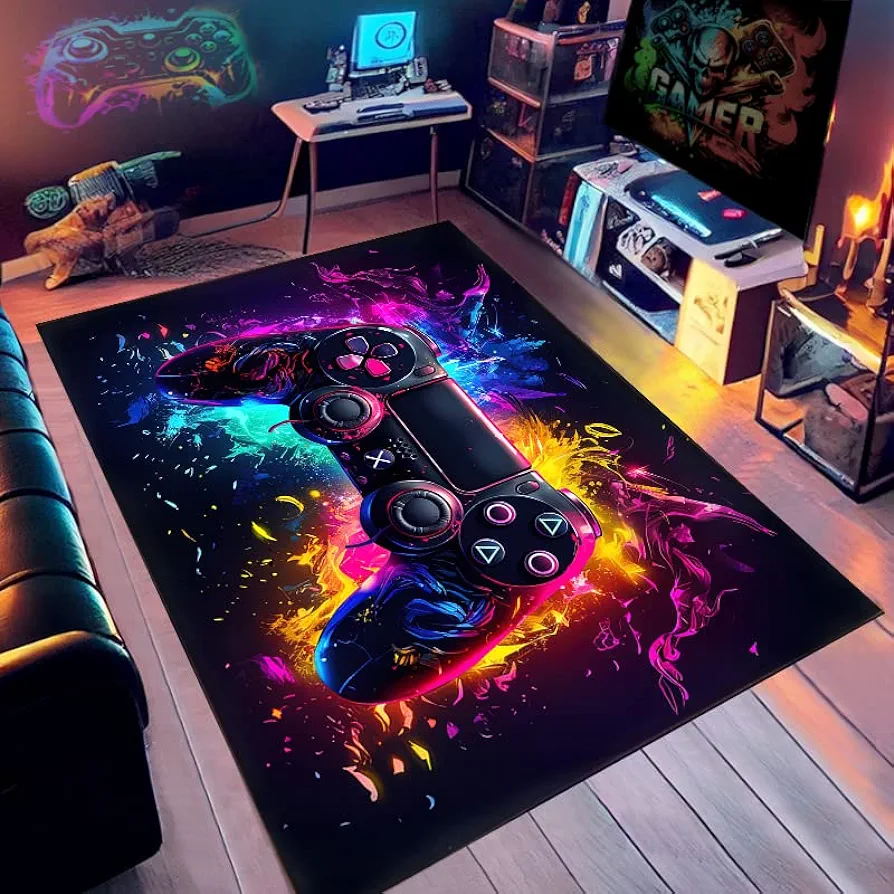 Gaming Rug for Boys Room - Gamer Rug with Game Controller Design - Perfect for Game Room, Esports Room, and Boys' Game-Themed Bedroom 36x24inches