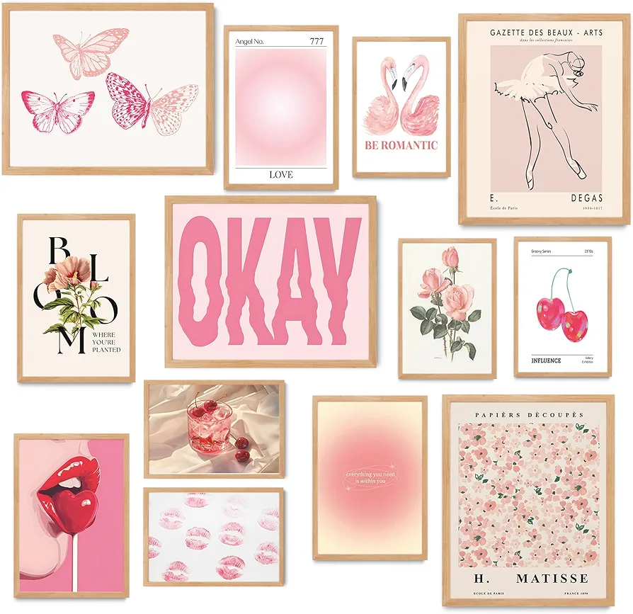 Fardes Coquette Room Decor Aesthetic Pictures, Pink Posters for Coquette Wall Decor, Coquette Decor for Teen Girls Bedroom, Coquette Stuff for Pink Room Decor Aesthetic