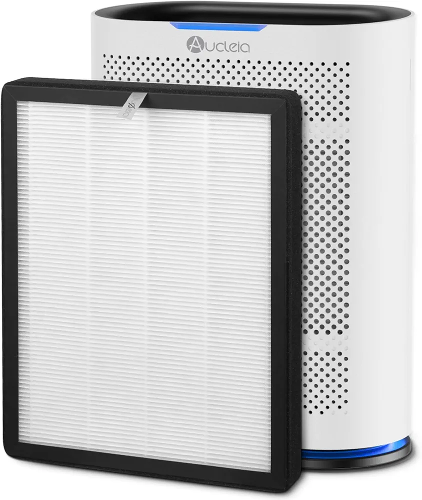 Bundle：KQ-36 White+ Replacement filters. H14 Air Purifier Cover 2,100 Sq.Ft, 22dB Auto Hepa Air purifiers For Home Large Room With 7 Colors Light, Fragrance Air cleaner Filter Smoke, Dust, Pet