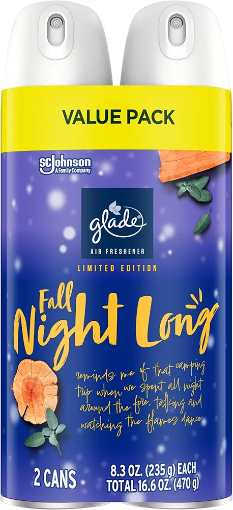 Glade Air Freshener Room Spray, Fall Night Long, 8.3 oz, Limited Edition Scent, 2 Count