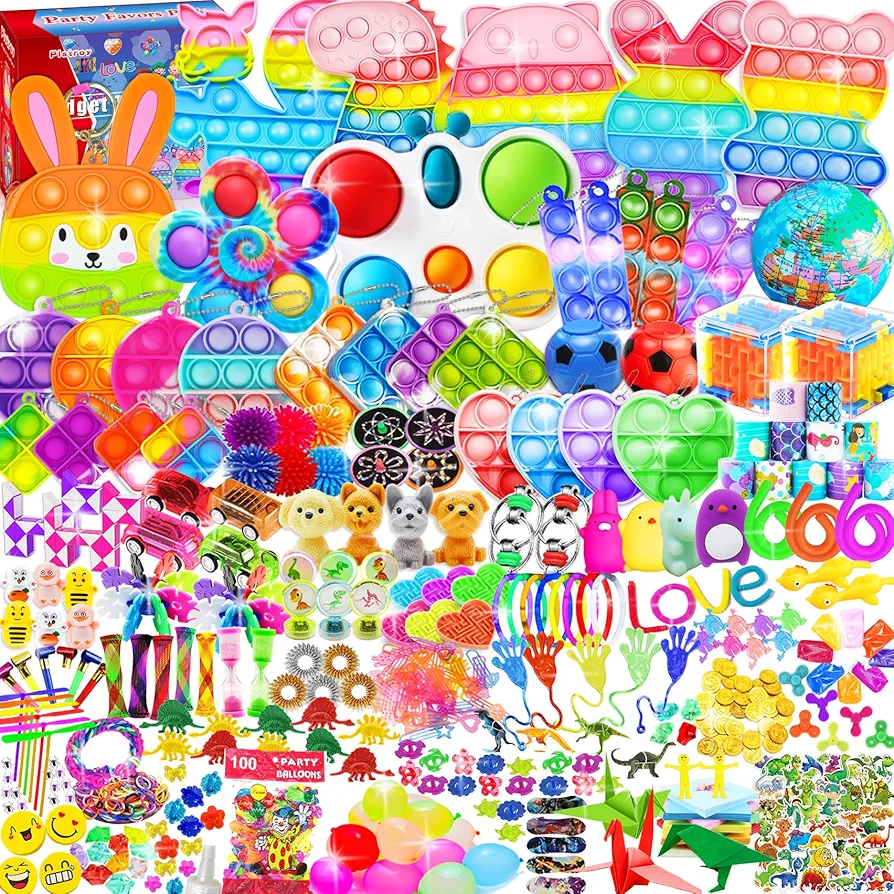 1000 Pcs Party Favors for Kids Fidget Toys Pack Birthday Gift Toys Goodie Bags Pinata Stuffers Sensory Toy Treasure Box Birthday Party Stocking Stuffers for Classroom