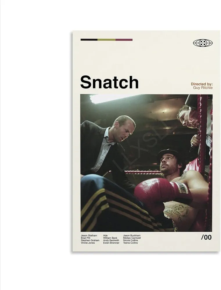 EDUKAT Retro Movie 2000 Snatch Poster Minimalist Art Poster (1) Canvas Painting Wall Art Poster for Bedroom Living Room Decor 24x36inch(60x90cm) Unframe-style