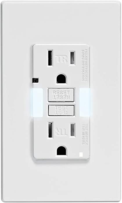 Leviton GFNL1-W Self-Test SmartlockPro Slim GFCI Tamper-Resistant Receptacle with Guidelight and LED Indicator, 15-Amp, White