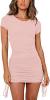 NENONA Women's Short Sleeve Summer Ruched Bodycon Mini Dress Side Drawstring Clubwear Casual Dresses