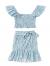 MakeMeChic Women's Two Piece Ruffle Trim Cami Crop Top and Wrap Skirt Set