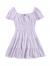 SheIn Women's Short Puff Sleeve Ruched Mini A Line Dress Ruffle Tie Front Square Neck Short Dresses