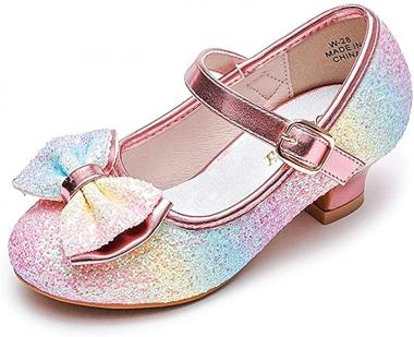 Walofou Flower Girls Dress Shoes Wedding Party Heel Mary Jane Princess Shoes Flats for Kid Toddler