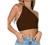 LYANER Women's Sexy Ruched One Shoulder Sleeveless Crop Top Strappy Cami Tank