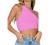 LYANER Women's Sexy Ruched One Shoulder Sleeveless Crop Top Strappy Cami Tank