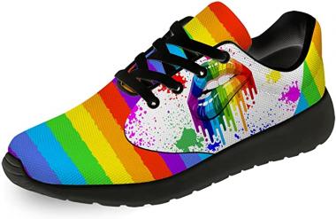 Rainbow Pride Flag LGBT Shoes for Men Women,Custom Breathable Lightweight Casual Walking Sneaker Gifts for Travel