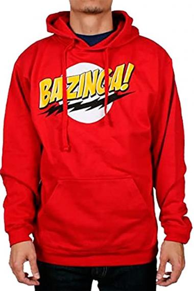 The Big Bang Theory No Face Bazinga! Men's Hoodie, Red XXL