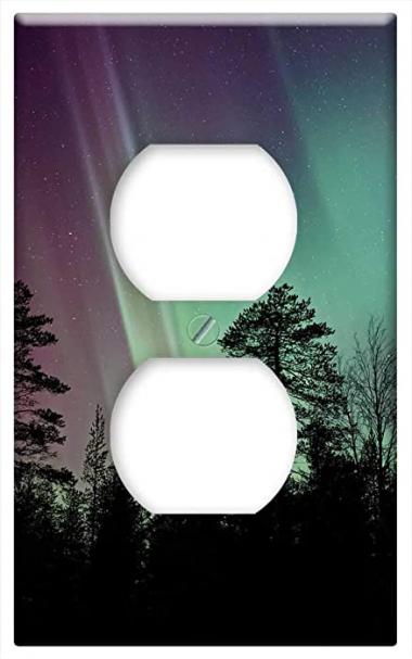 Switch Plate Outlet Cover - Aurora Green Light Atmosphere Sky Trees Plant 1