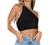 LYANER Women's Sexy Ruched One Shoulder Sleeveless Crop Top Strappy Cami Tank