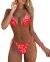 MOSHENGQI Women Sexy Brazilian Bikini 2 Piece Spaghetti Strap Top Thong Swimsuit Bathing Suit