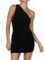 LYANER Women's Sexy One Shoulder Ruched Sleeveless Bodycon Mini Short Dress