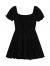 SheIn Women's Short Puff Sleeve Ruched Mini A Line Dress Ruffle Tie Front Square Neck Short Dresses