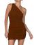 LYANER Women's Sexy One Shoulder Ruched Sleeveless Bodycon Mini Short Dress