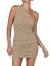 LYANER Women's Sexy One Shoulder Ruched Sleeveless Bodycon Mini Short Dress