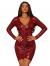 Romwe Women's Elegant Long Sleeve Crocodile Print Mock Neck Slim Fit Party Bodycon Mini Dress