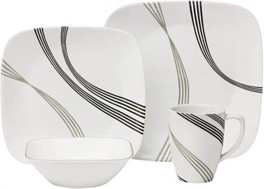 Corelle Boutique Square Urban Arc 16-Piece Dinnerware Set, Service for 4