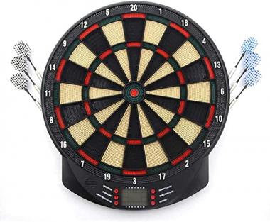 BAOWKQ Electronic Dart Board Classic Darts for 8 Players Darts Game with LED Display Up to 26 Games, Plenty of Variations/Dartboard with 6 Soft Darts GINOLEI