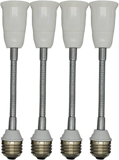 E26 Light Socket Extender,Medium Screw Socket E26/E27 Angle Adjuster Holder Adapter,Flexible Neck and Angel Adjustable (Flexible/Extends by 6.3"(16cm),4-Pack)