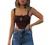 SOFIA'S CHOICE Women's Lace Patchwork Cami Summer Vintage Y2k Corset Tank Top Khaki Small