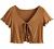 SweatyRocks Women's Tie Up Crop Top Short Sleeve Ribbed Knit Open Front Cropped Shirts