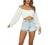 LYANER Women's Cute Off Shoulder Long Sleeve Self Tie Knot Crop Tube Top Blouse