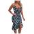 iDWZA Women Summer V-neck Sleeveless Printed Color Casual Ruffle Dress