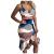 iDWZA Women Summer V-neck Sleeveless Printed Color Casual Ruffle Dress